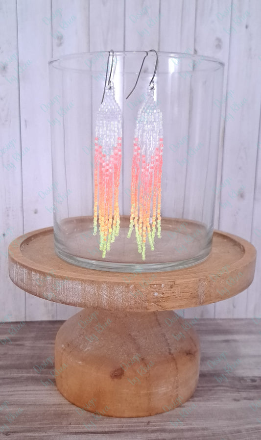 Summer Neon Beaded Fringe Earrings