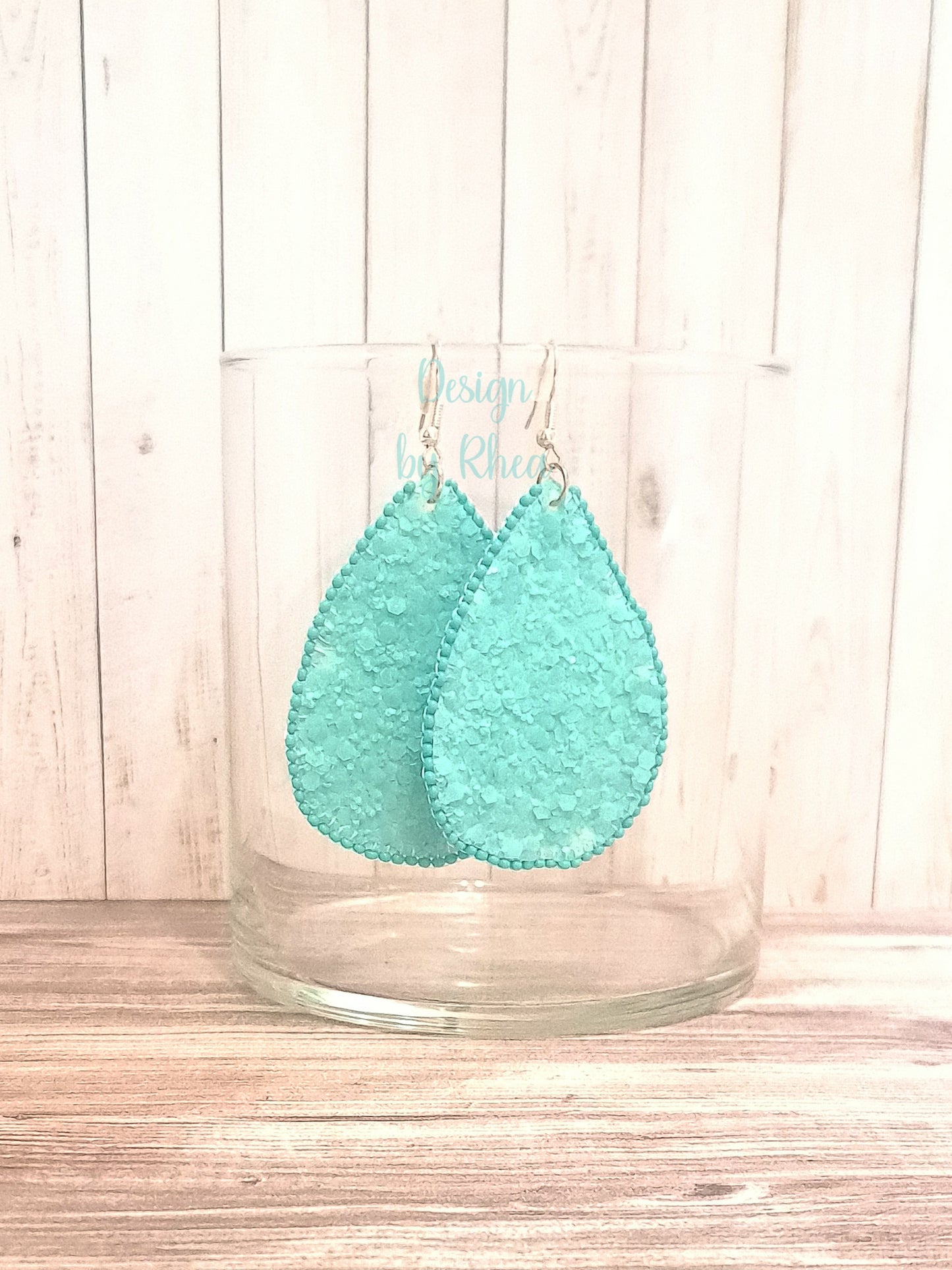 Beaded Faux Leather Teardrop Earrings