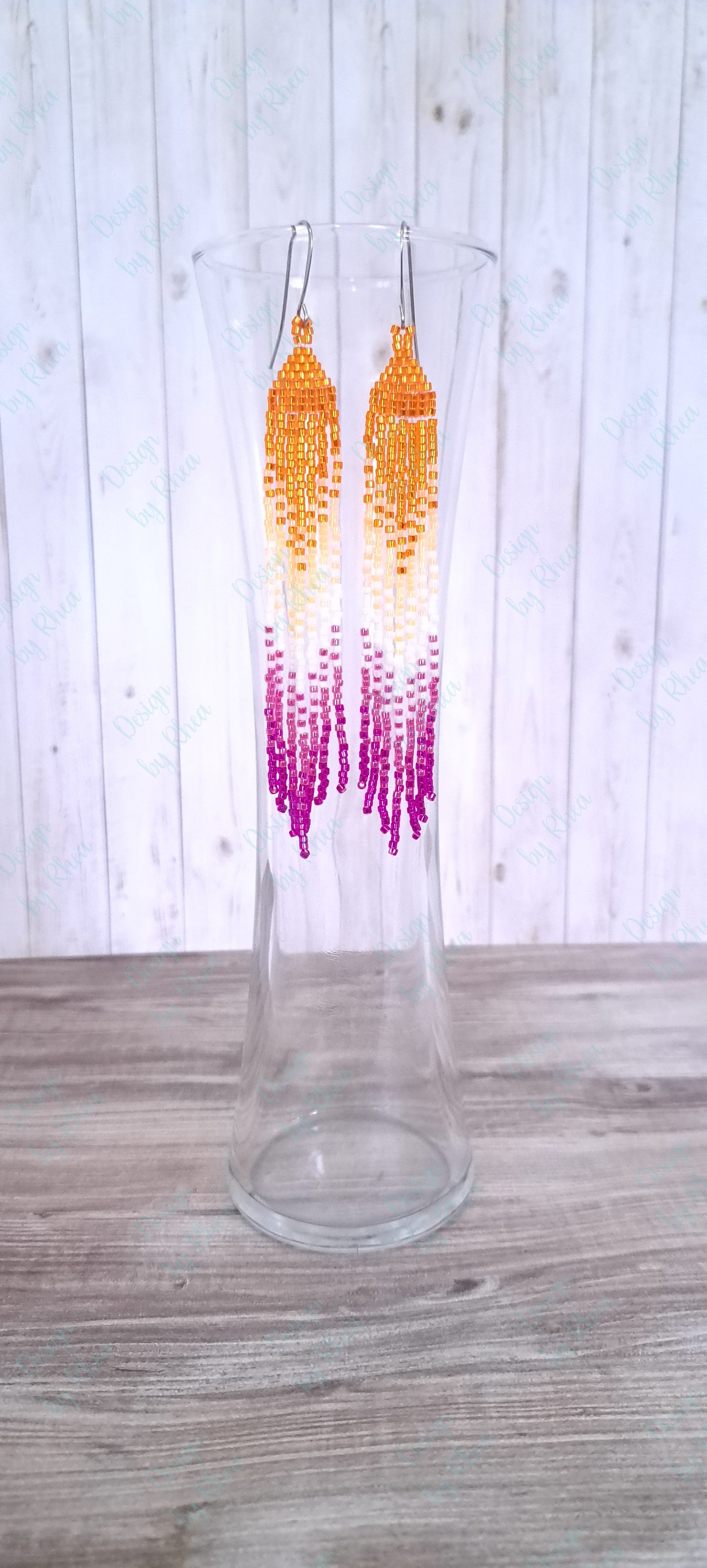 Pride Flag Beaded Fringe Earrings