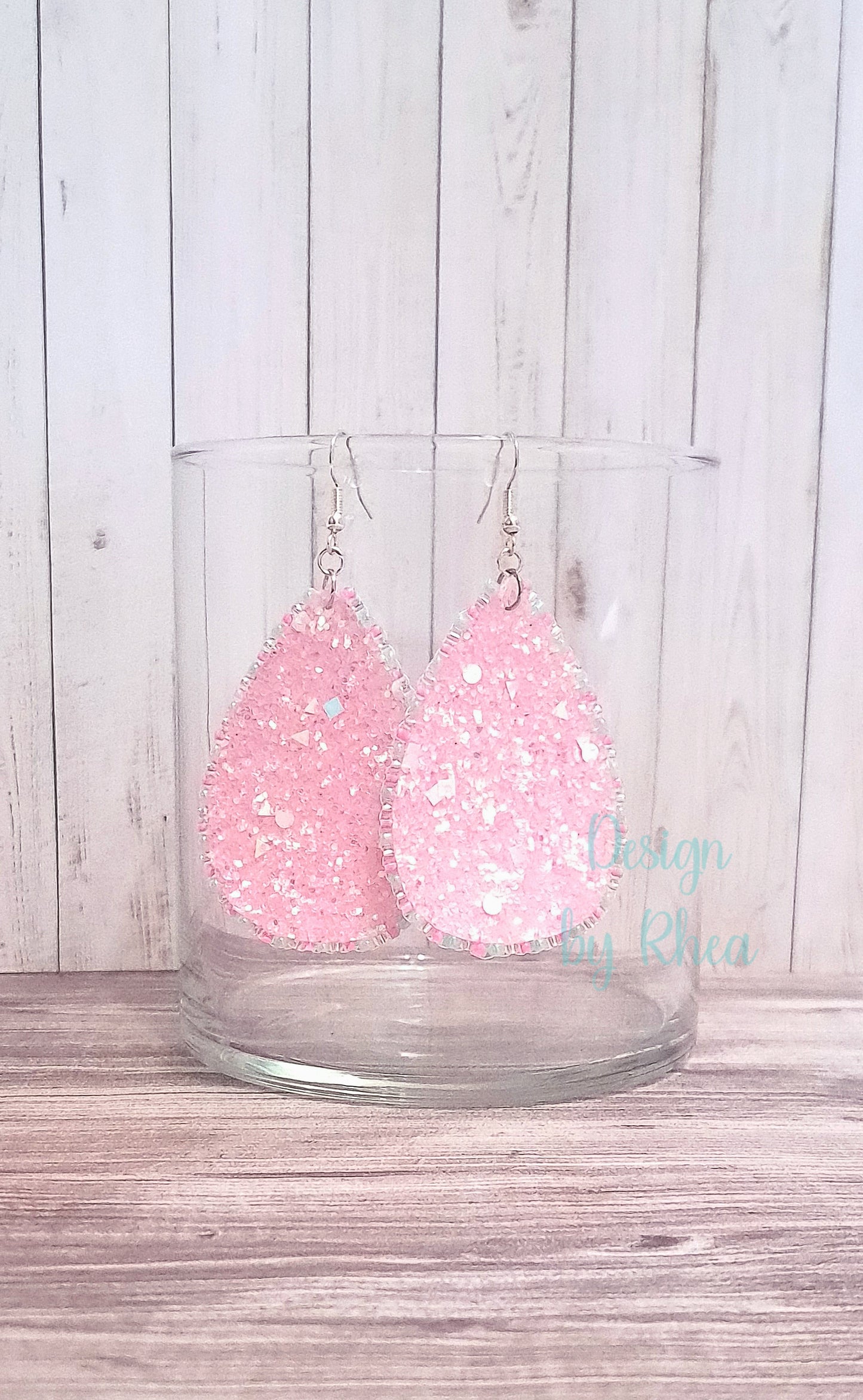 Beaded Faux Leather Teardrop Earrings
