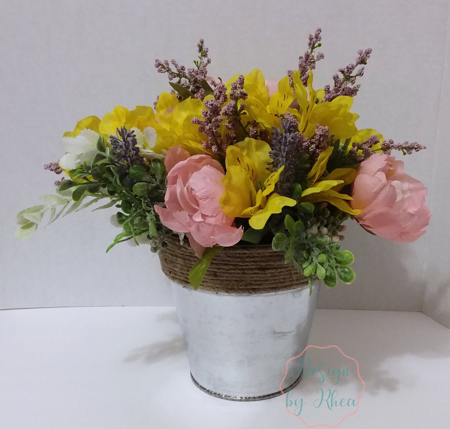 Pink, Yellow & Lavender Floral Arrangement