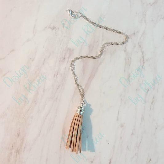 24" Faux Leather Tassel Necklace