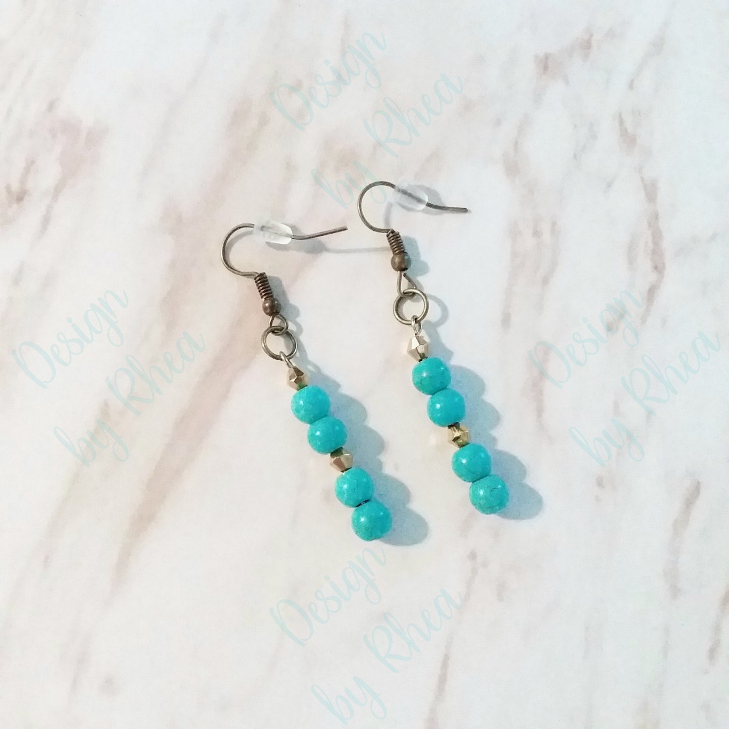 Turquoise & Antique Gold Drop Earrings