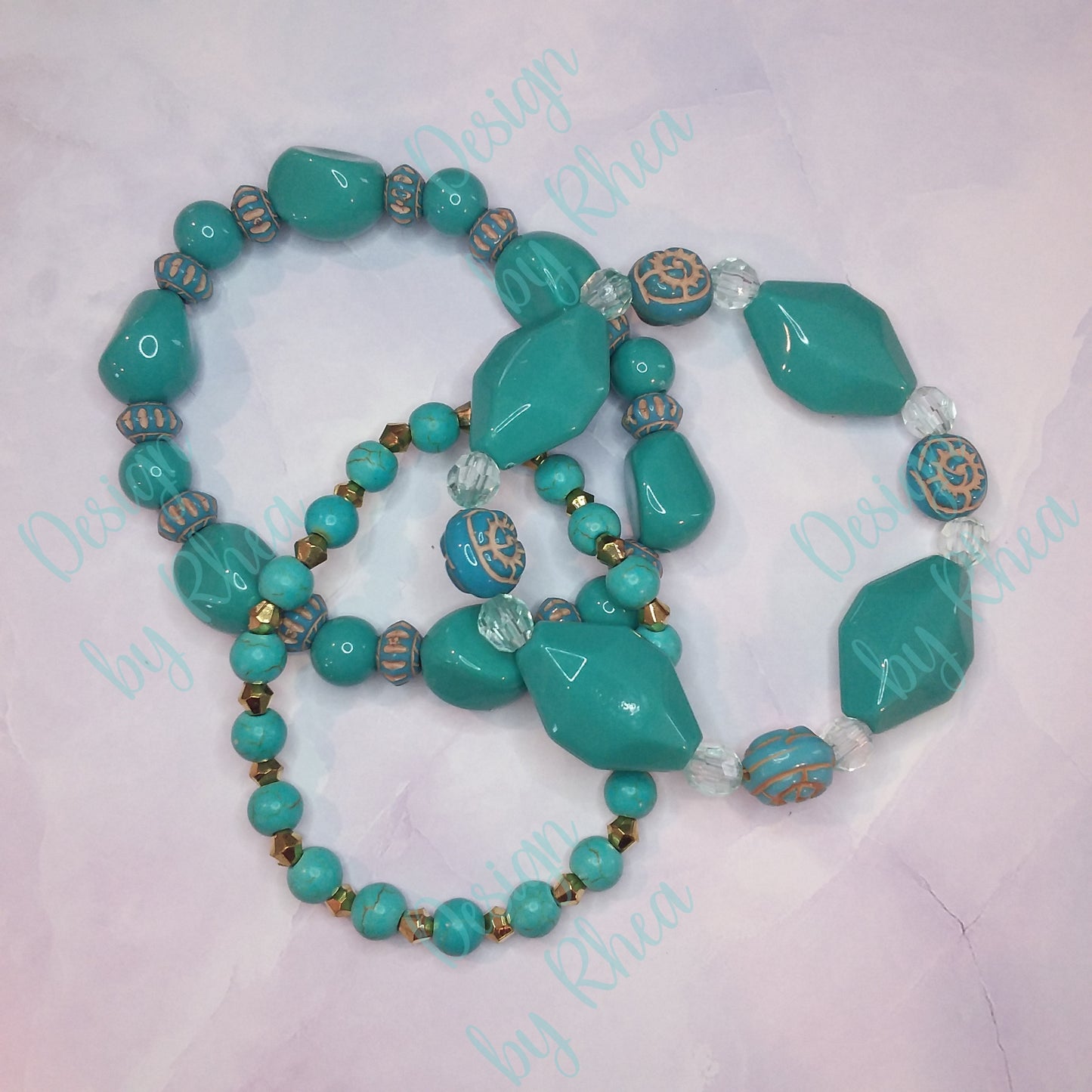 Earthy Turquoise & Gold 3 Pc. Bracelet Set