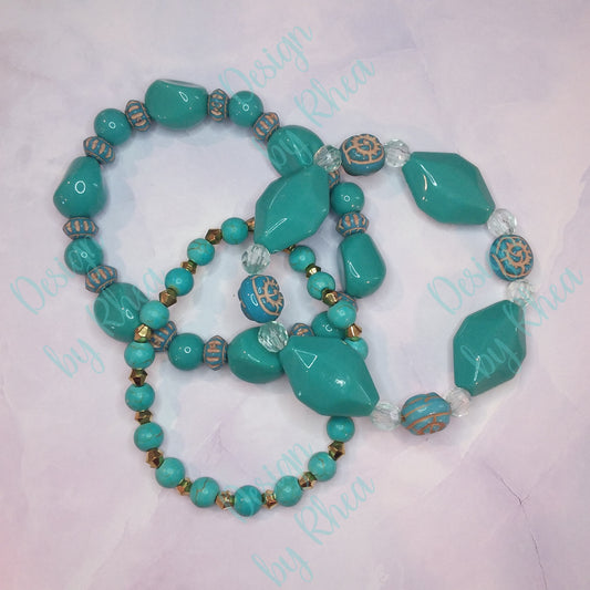 Earthy Turquoise & Gold 3 Pc. Bracelet Set