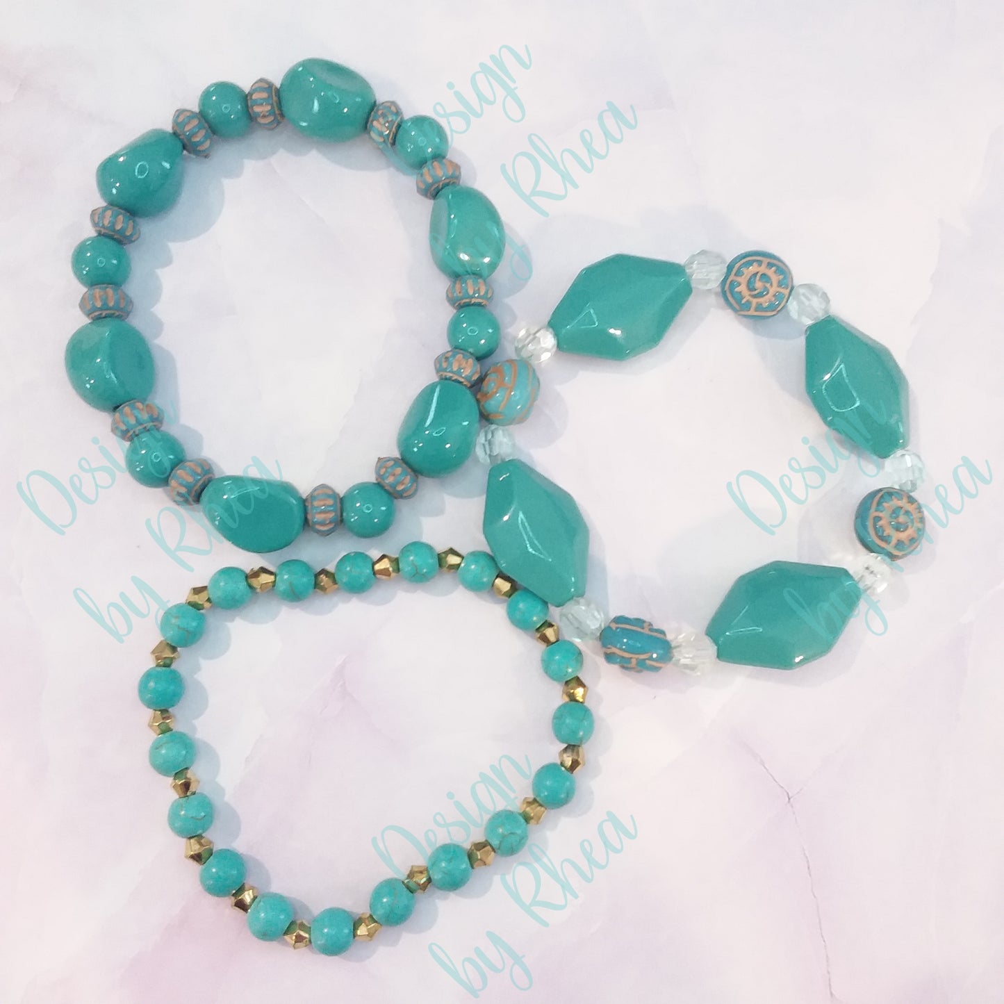 Earthy Turquoise & Gold 3 Pc. Bracelet Set